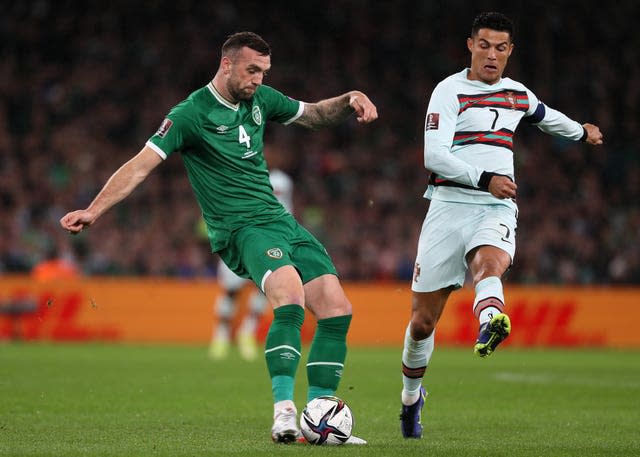 Shane Duffy and Cristiano Ronaldo