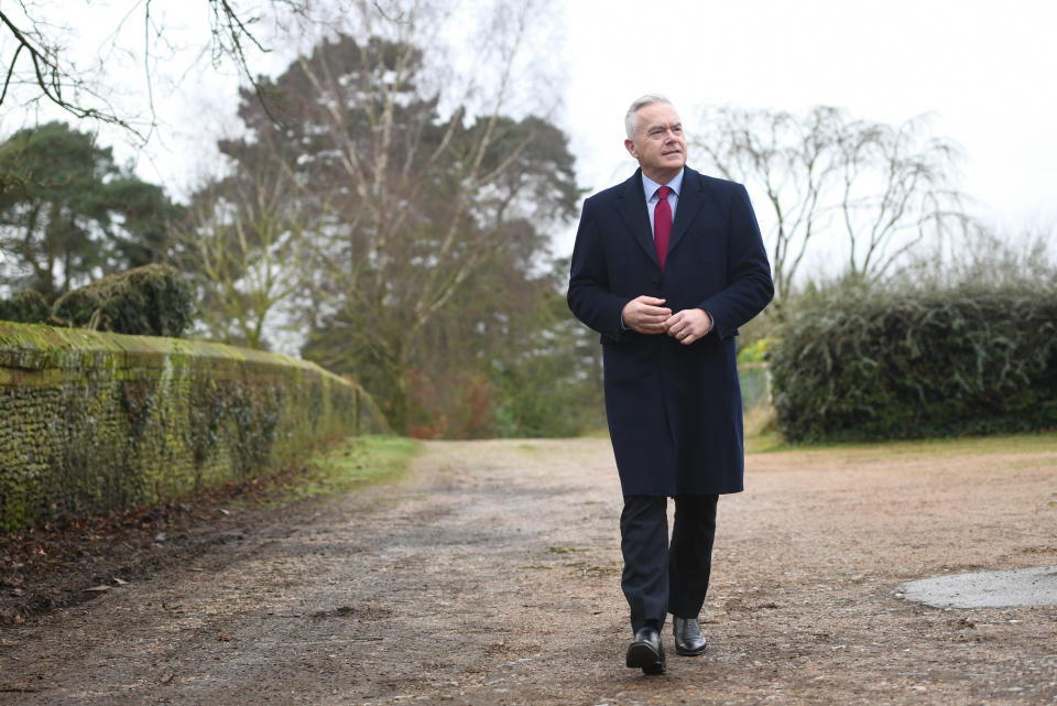 Presenter and newsreader Huw Edwards arrives for his guest appearance at Sandringham Women's Institute (WI) meeting at West Newton Village Hall, Norfolk, which is also due to be attended by Queen Elizabeth II. (Photo by Joe Giddens/PA Images via Getty Images)