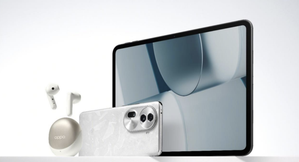 Oppo's new Enco Air3s Earbuds, Oppo Reno11 Pro and Oppo Pad Neo. PHOTO: Oppo