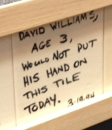 Closeup of David Williams' note