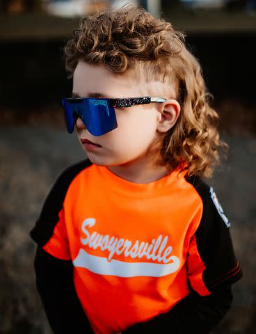 <p>Kelsey G. Photography</p> Kamden Cunningham, finalist of the 2023 Kids Mullet Championship