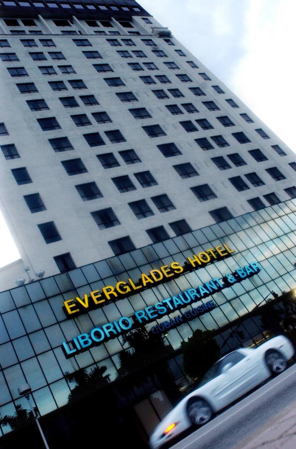 In 2002, the modern glass facade of the Everglades. Miami Herald File
