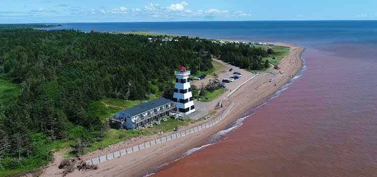 This photo provided by the P.E.I. government shows the state of the shoreline before reef work got underway in 2021. 