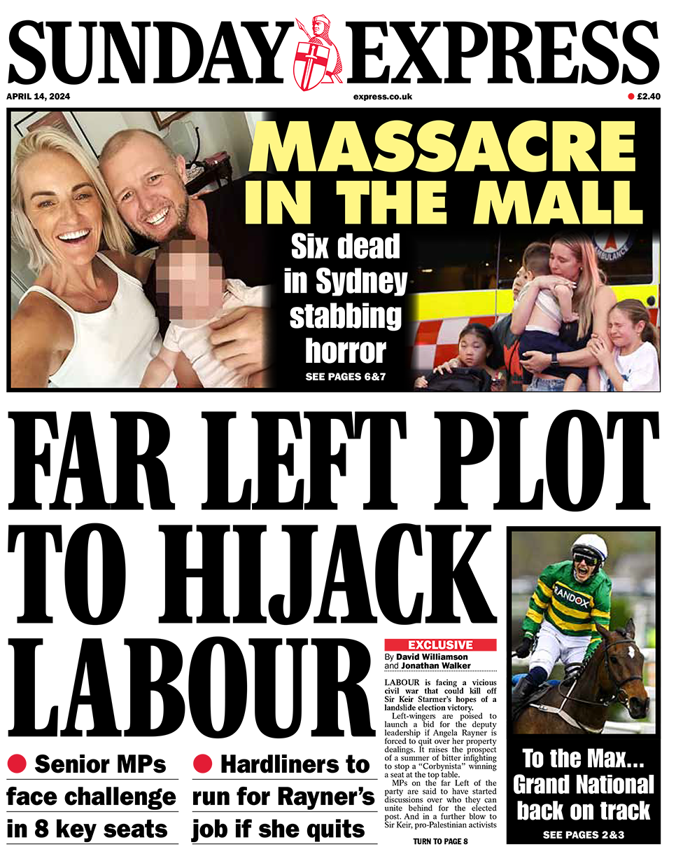 Sunday Express headline reads: "far left plot to hijack Labour"