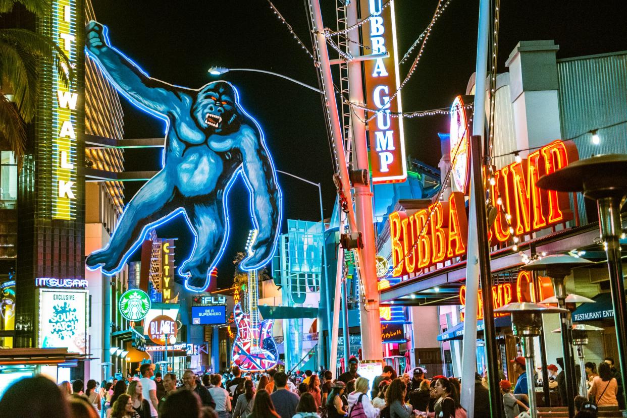 Los Angeles, United States - March 24, 2016: Universal CityWalk Hollywood is a three-block entertainment, dining and shopping promenade north of Los Angeles.