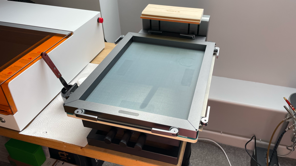 xTool Screen Printer review; a large craft machine on a table