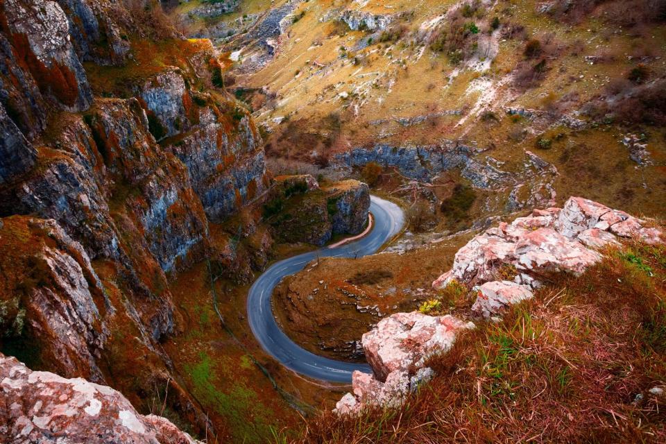 Looking down at Cheddar Gorge, Somerset, England