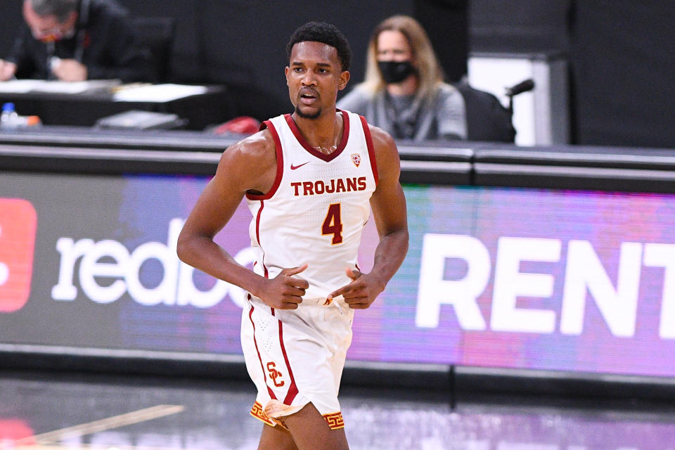 Evan Mobley is this draft's top center with the ability to extend to the wing. (Brian Rothmuller/Icon Sportswire via Getty Images)