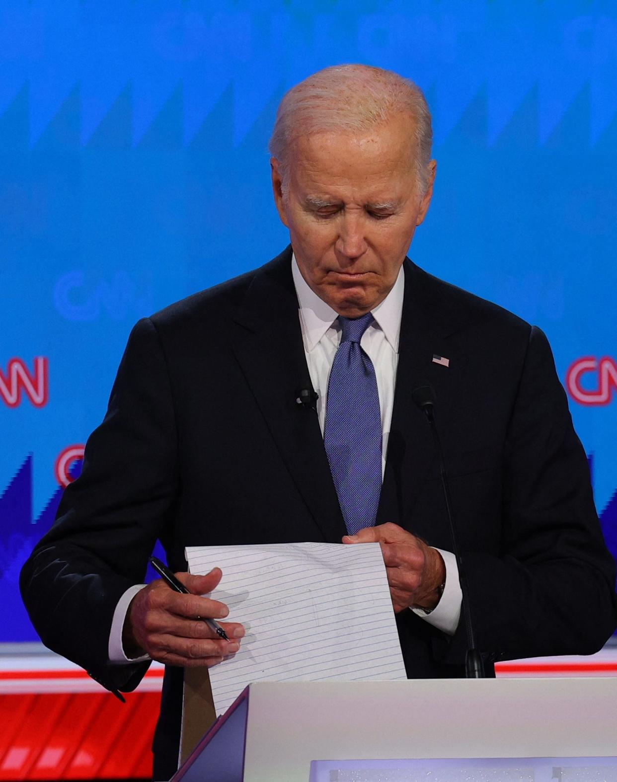 Democrat candidate, U.S. President Joe Biden attends a presidential debate with Republican candidate, former U.S. President Donald Trump, in Atlanta, Georgia.