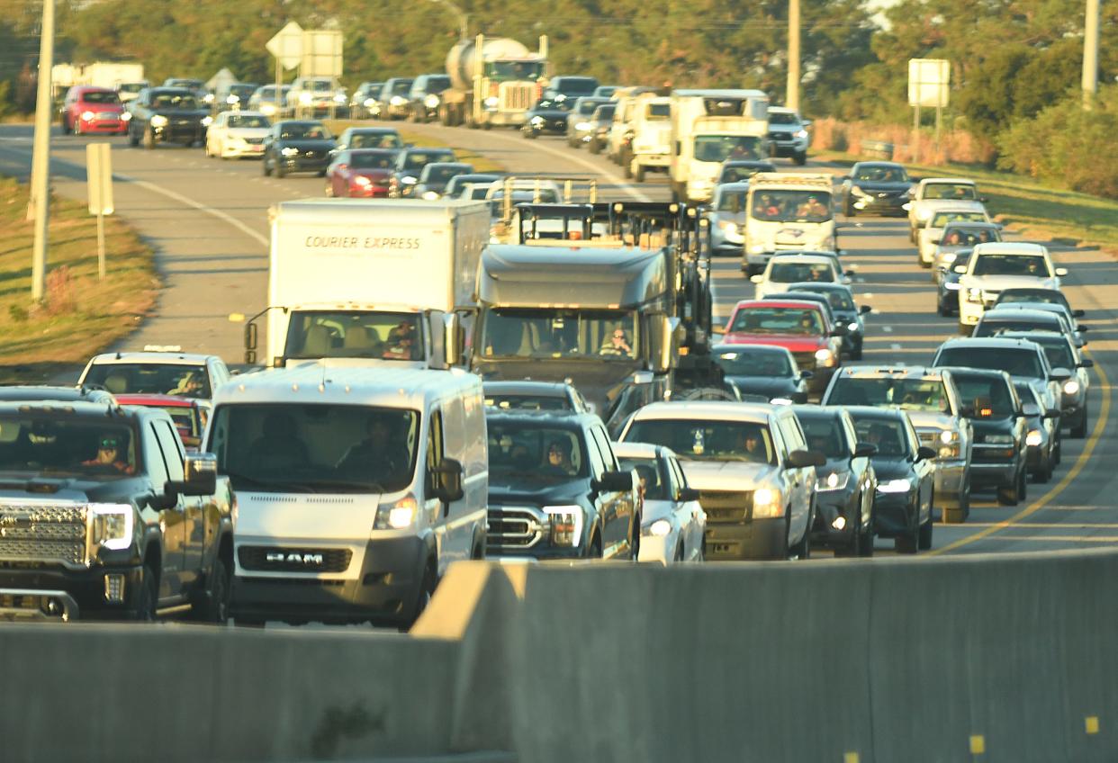 Traffic flows into Wilmington along 74/76. With more growth in Brunswick comes more vehicles on bridges for people to get services in Wilmington.