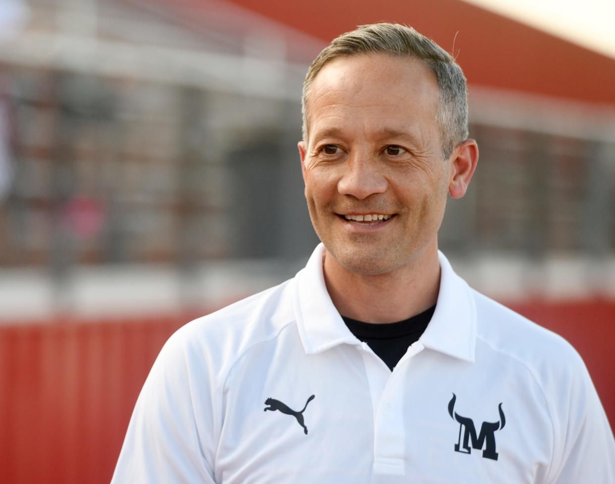 Texas Tech's head men's basketball coach Grant McCasland attends the Matadors' playoff game against San Antonio Corinthians, Tuesday, July 11, 2023, at Lubbock-Cooper High School in Woodrow.