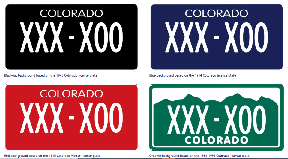Here are four retired license plate designs the Colorado Department of Motor Vehicle has released for purchase for an extra $25.