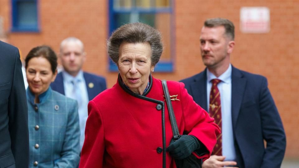 Princess Anne, Princess Royal arrives to attend a Rugby League Reception to thank the community for their work raising money for Motor Neuron Disease (MND) Association