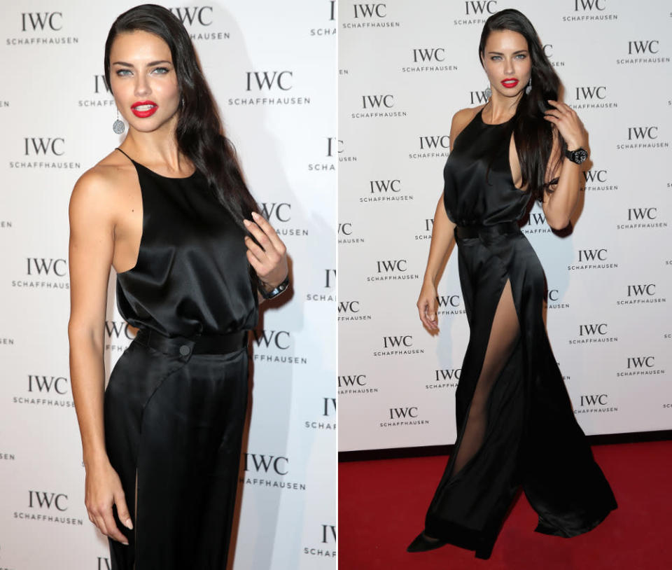 So viel Glamour bekommt die beschauliche Schweiz selten zu sehen: Adriana Lima verdrehte auf der “Come Fly With Me”-Gala in Genf in ihrer schwarzen Seidenrobe von Max Mara nicht nur den Paparazzi die Köpfe. (19. Januar 2016, Bilder: ddp, Getty Images)