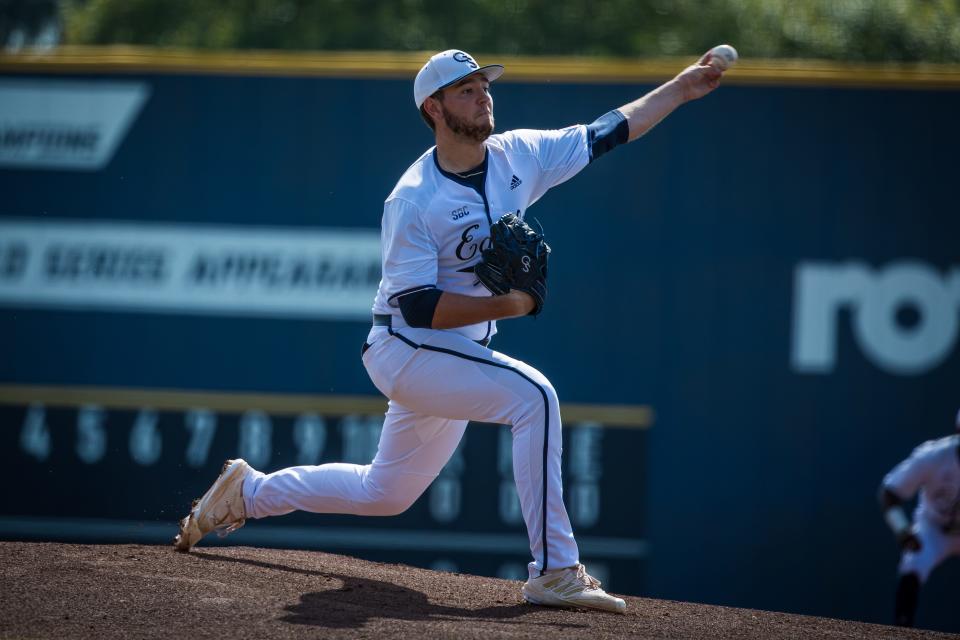 Georgia Southern starter Ty Fisher pitches Saturday against UNC Greensboro in the Statesboro Regional at J.I. Clements Stadiium.