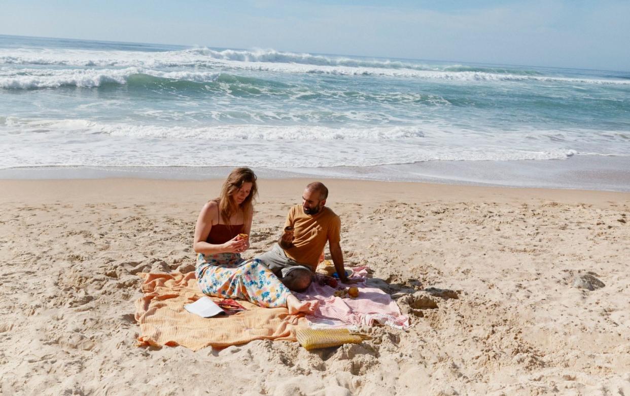 Couple on a beach in Portugal