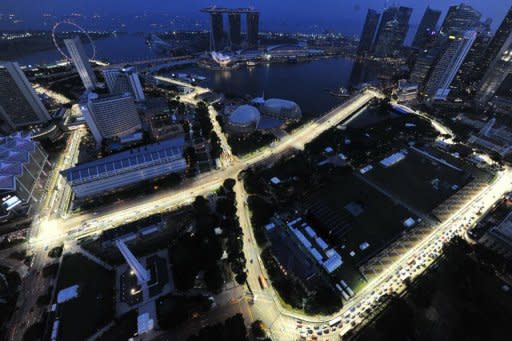 This overview, taken from the Swissotel, shows the circuit, lighted ahad of a Formula One Singapore Grand Prix night race in Singapore, in September 2011. Formula One has been given the go-ahead for a $2.5 billion share sale in Singapore, a source close to the deal told AFP on Tuesday, but analysts said conditions may not be ideal after Facebook's recent disappointment