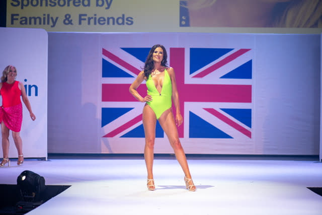 Gina Broadhurst went from feeling anxious about leaving the house to being on the Miss Great Britain stage in swimwear. (Supplied)