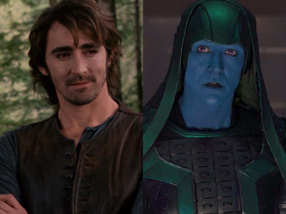 On the left: Lee Pace as Garrett in "Breaking Dawn: Part 1." On the right: Pace as Ronan in "Captain Marvel."