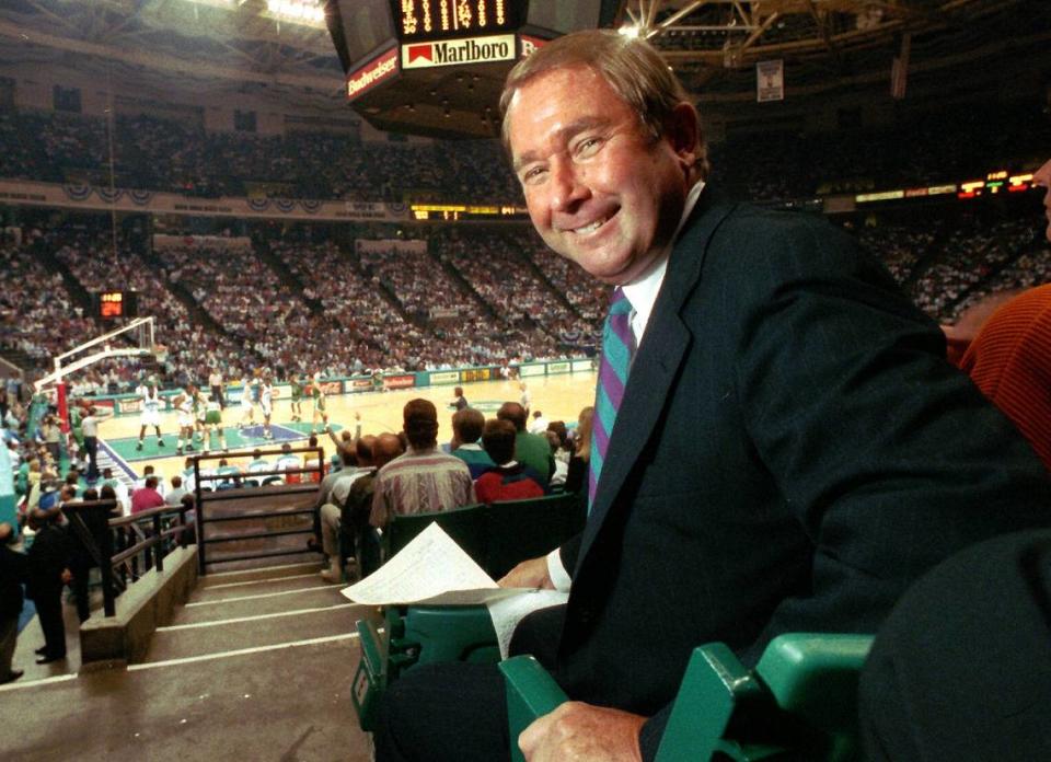 A smiling George Shinn is shown in this Charlotte Observer file photo from 1993. Shinn founded the team and was its longtime majority owner before moving the franchise out of Charlotte in 2002. On Tuesday, he turned 80 years old.