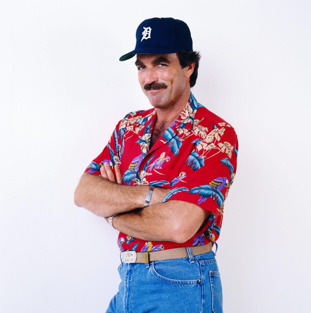 Tom Selleck in costume for Magnum, P.I.