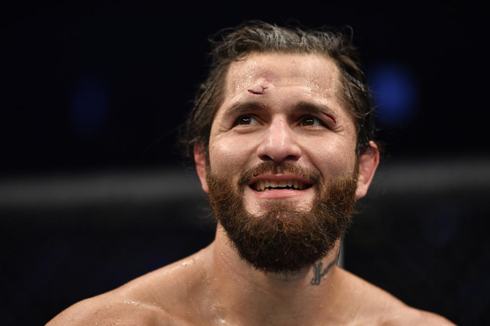 ABU DHABI, UNITED ARAB EMIRATES - JULY 12: Jorge Masvidal reacts after his decision loss to Kamaru Usman in their UFC welterweight championship fight during the UFC 251 event at Flash Forum on UFC Fight Island on July 12, 2020 on Yas Island, Abu Dhabi, United Arab Emirates. (Photo by Jeff Bottari/Zuffa LLC)