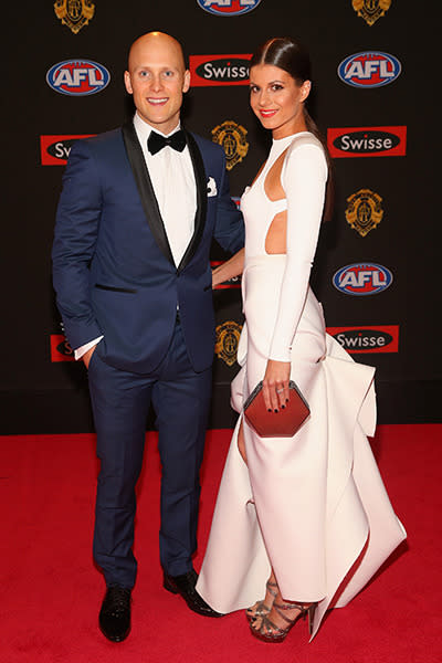 Mercurial Gold Coast midfielder Gary Ablett and partner Jordan Paplia.