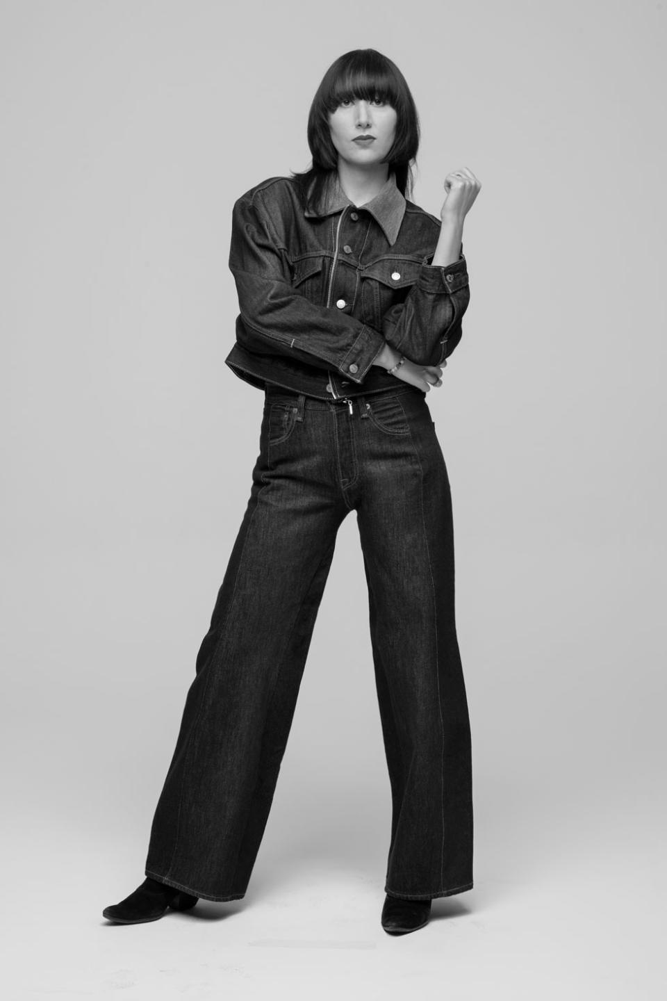 <p>Karen O wears the Levi’s x karla Oversized Crop and Wide Leg 501. (Photo: Courtesy of Levi’s) </p>