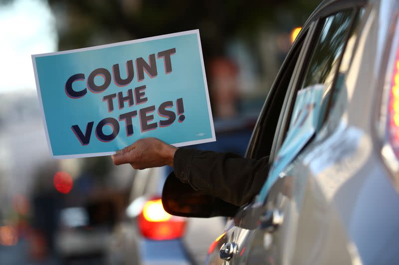 People gather after Election Day in Washington