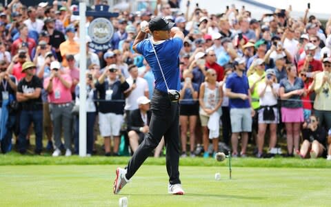 Brooks Koepka on the first tee during the final round of the 2019 PGA Championship - Credit: Getty Images