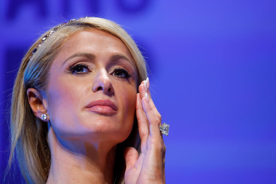 Paris Hilton, Chairwoman and CEO of global media content company and platform 11:11 Media, attends a conference at the Cannes Lions International Festival of Creativity in Cannes, France, June 21, 2022.    REUTERS/Eric Gaillard