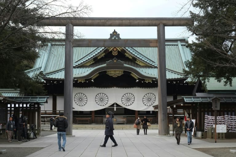 People visit Tokyo's Yasukuni Shrine, which honours millions of Japanese war dead but also senior military and political figures convicted of war crimes after World War II