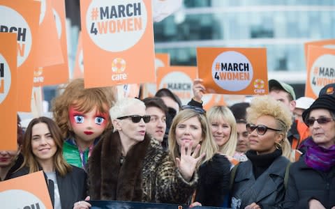 Annie Lennox and Emeli Sande on the March4Women in London last year - Credit: Paul Grover