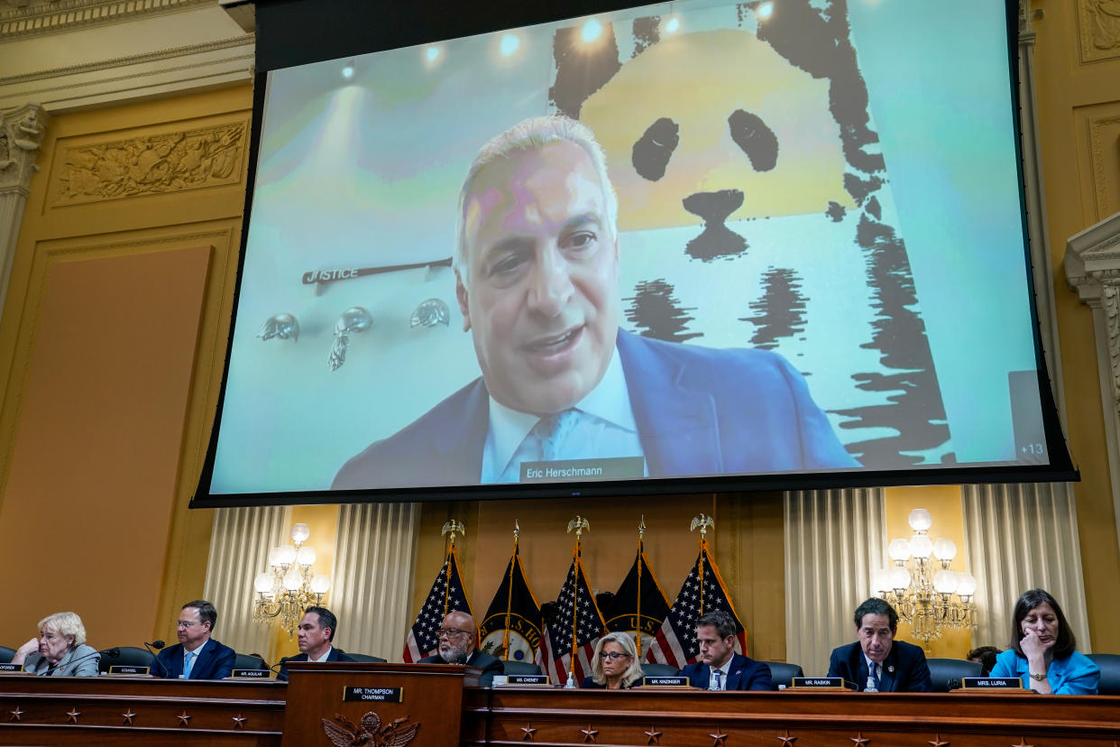 Eric Herschmann is seen as the House Jan. 6 select committee holds its third public hearing on Capitol Hill on Thursday, June 16, 2022. (Jabin Botsford/The Washington Post via Getty Images)