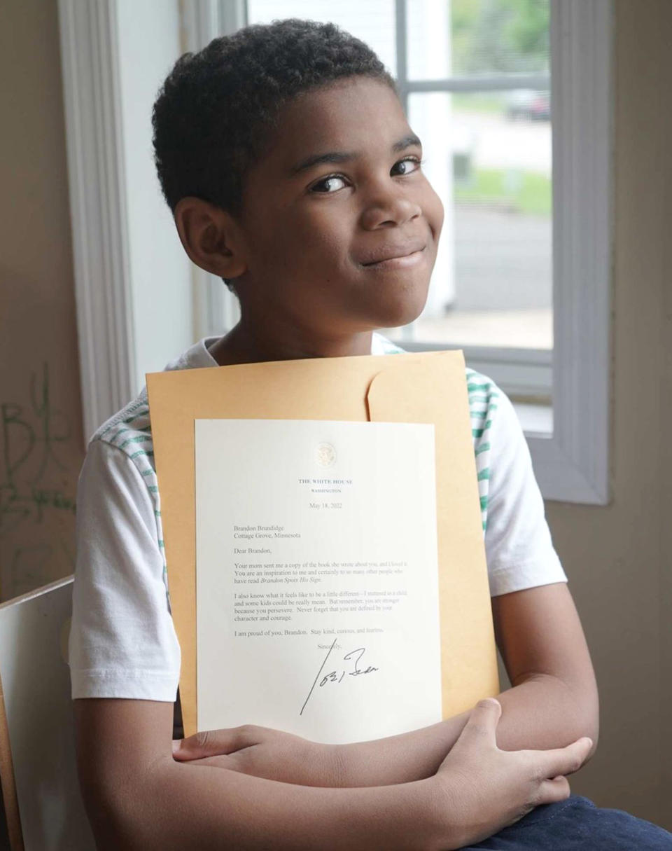 Brandon holding his very special letter from a very special fan. (Courtesy Sheletta Brundidge)