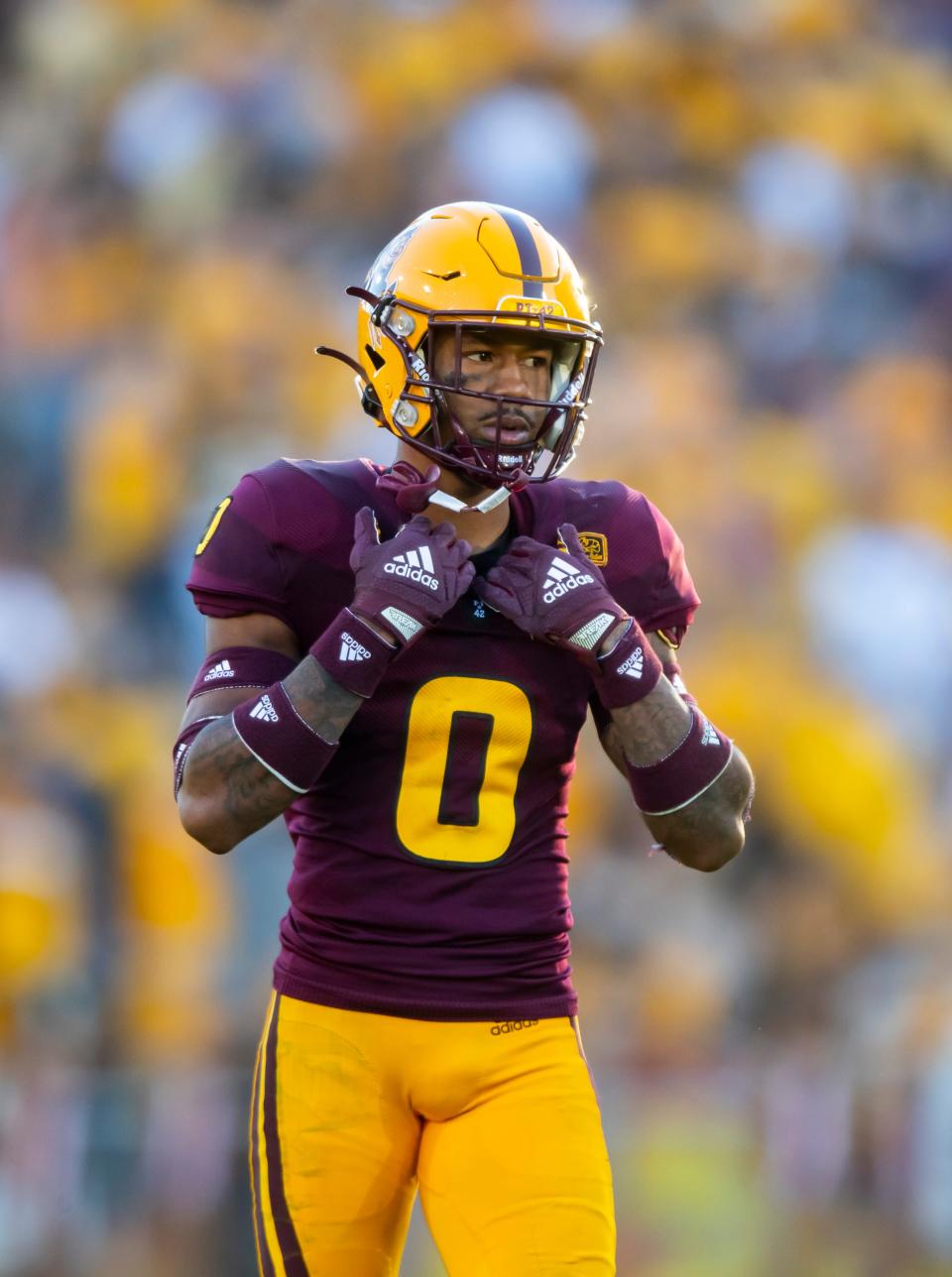 Arizona State defensive back Jack Jones is ready for the snap against Arizona during the game on Nov. 27 at Sun Devil Stadium in Tempe.