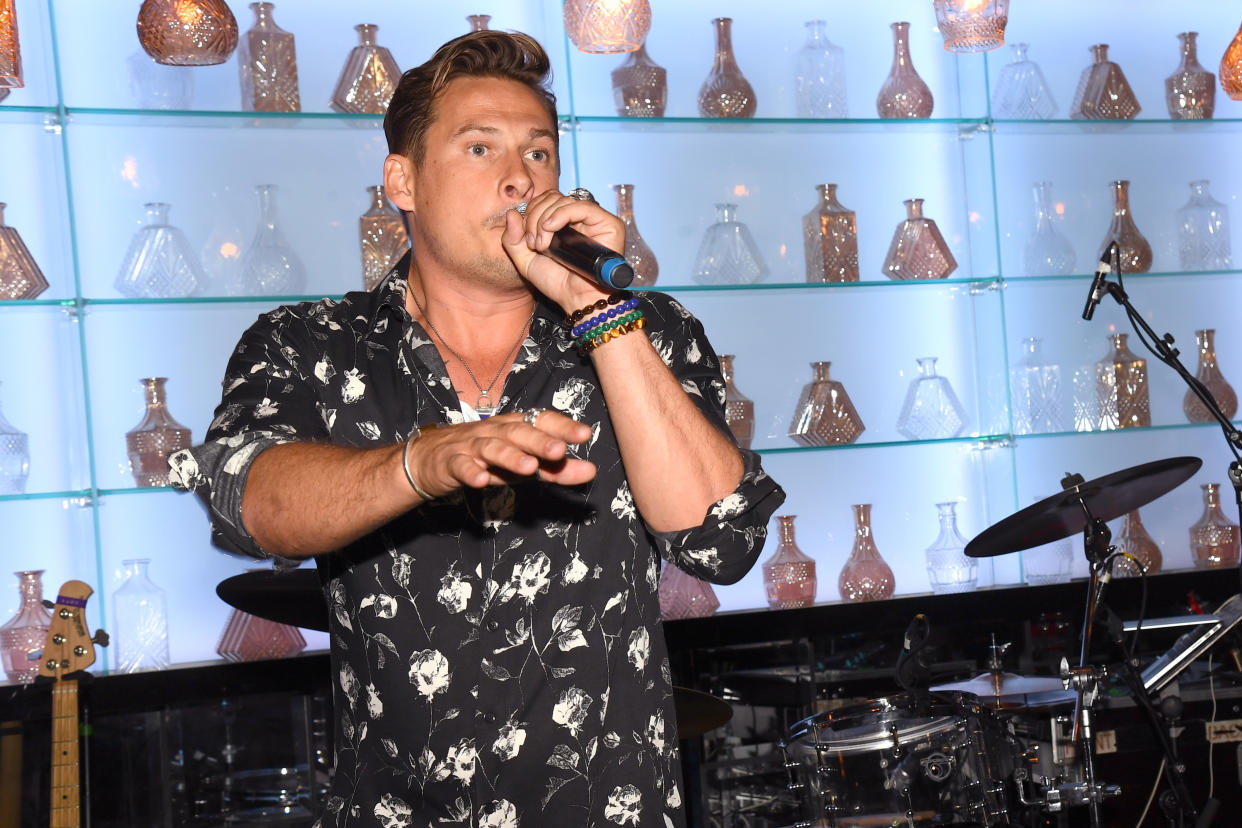 LONDON, ENGLAND - JULY 11: Lee Ryan of Blue performs during The Paul Strank Charity Summer Party at Opium on July 11, 2019 in London, England. (Photo by Dave J Hogan/Getty Images)