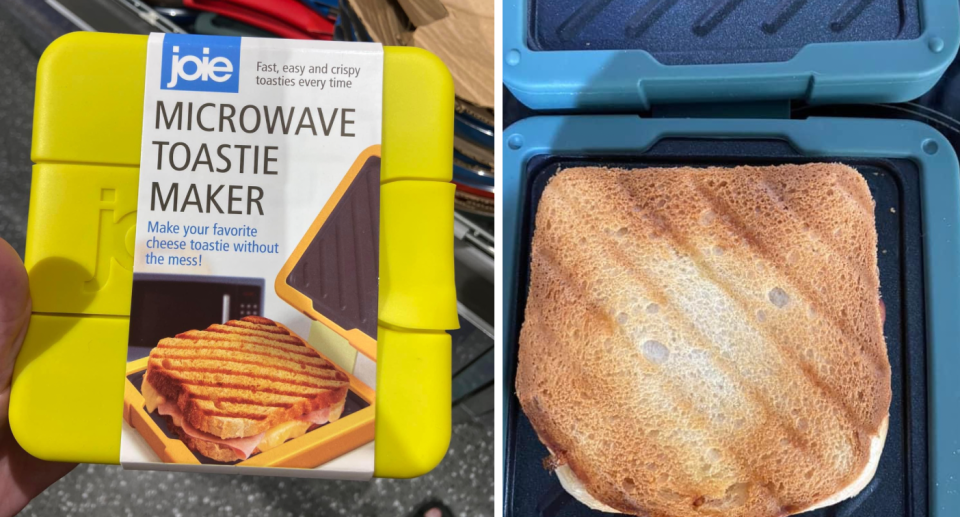 Aldi's microwave toastie maker sells for $19.95 and is being hailed a game-changer for toastie lovers. Photo: Facebook/Aldi Mums