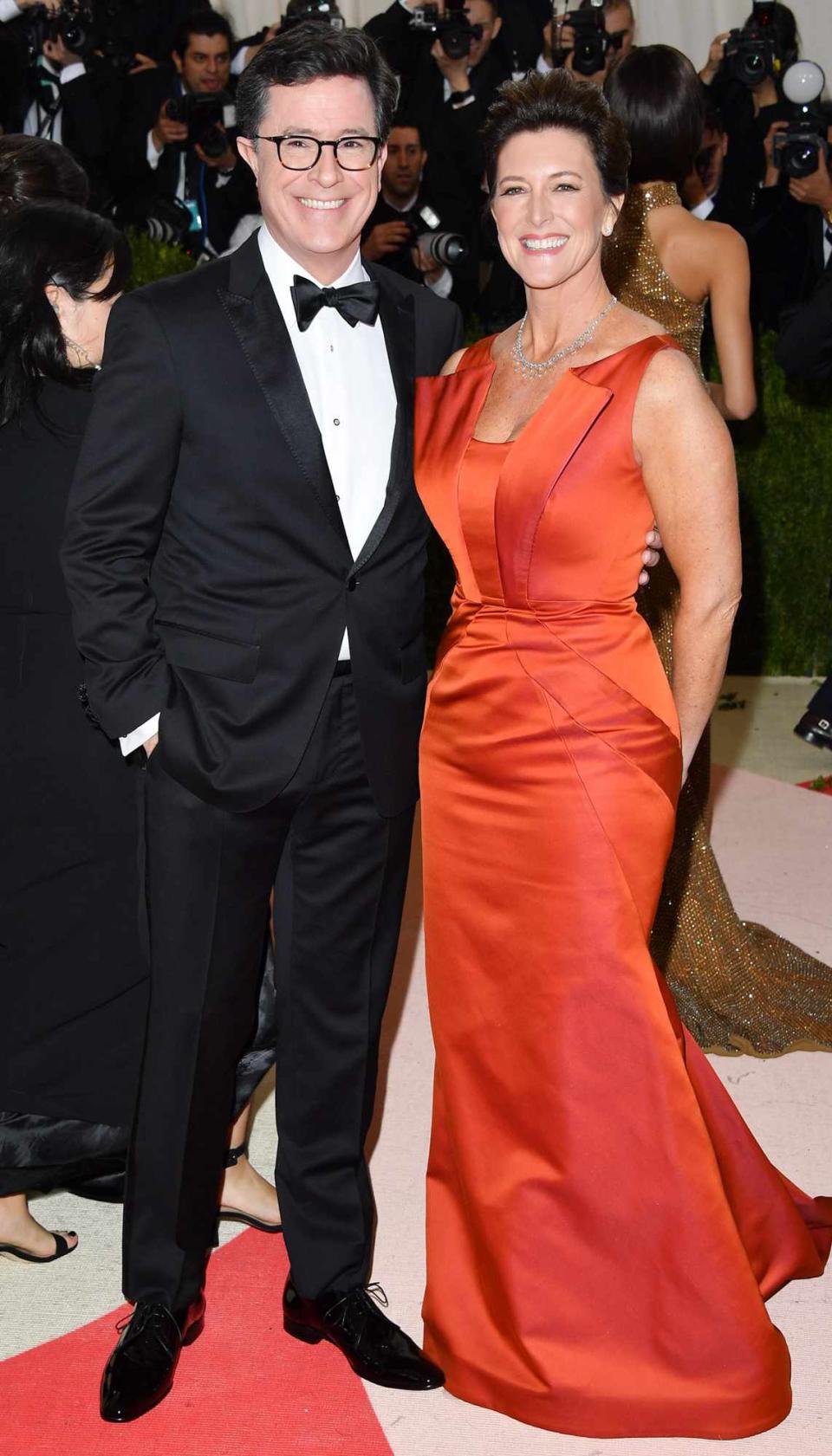 Stephen Colbert (L) and Evelyn McGee-Colbert attends the 'Manus x Machina: Fashion in an Age of Technology' Costume Institute Gala at the Metropolitan Museum of Art on May 2, 2016 in New York City