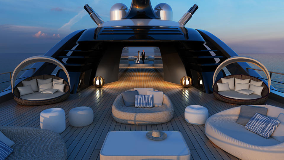 The lounge on the sundeck. - Credit: Andy Waugh Yacht Design