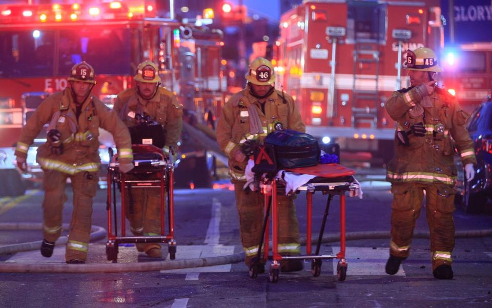 A medical response for those injured in the blaze - AP Photo/Damian Dovarganes