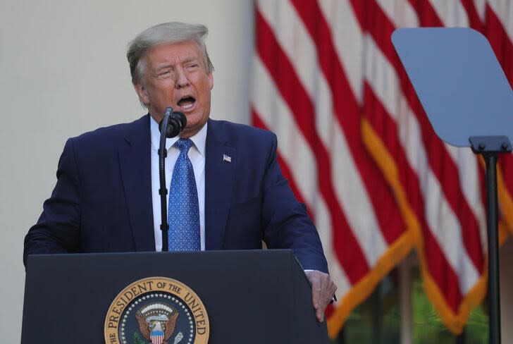 U.S. President Trump delivers statement on protests over racial inequality at the White House in Washington