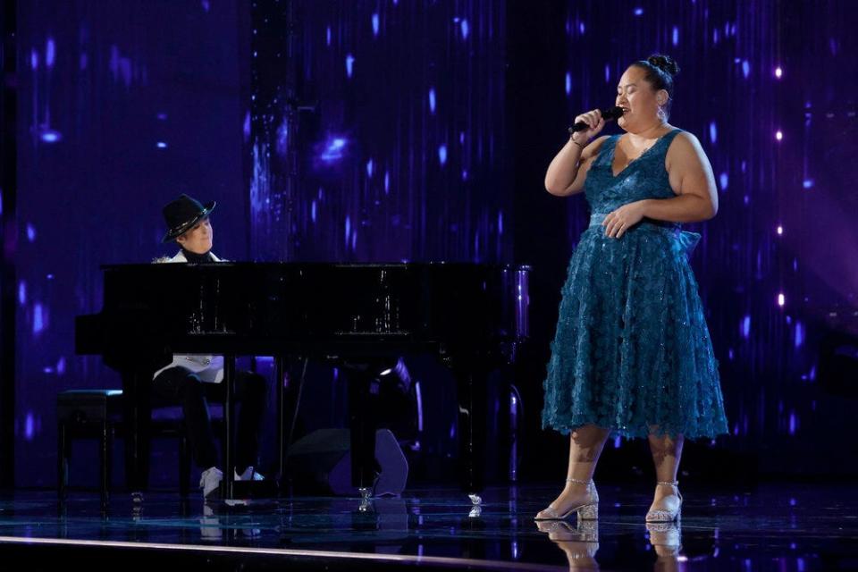 Darcangelo, right, hit the stage with songwriter Diane Warren for a stirring performance of “Only Love Can Hurt Like This.”