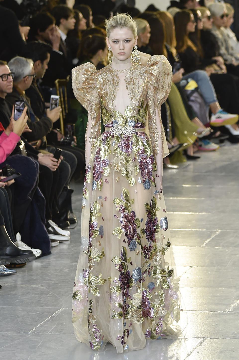 A model&nbsp;walks the runway at the Elie Saab haute couture spring/summer 2020 show on Jan. 22.