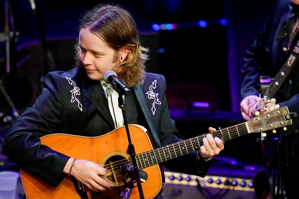 Billy Strings performs during Marty Stuart’s Late Night Jam at the Ryman Auditorium in 2022.