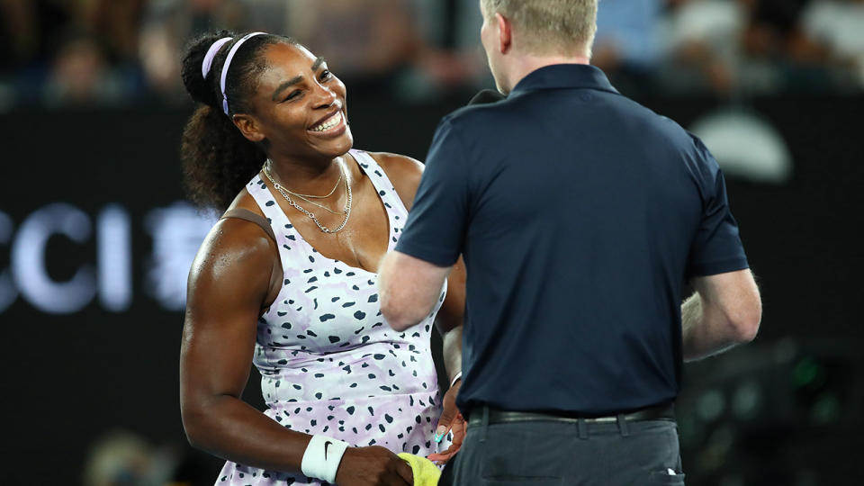 Serena Williams and Jim Courier, pictured here after her match at the Australian Open.