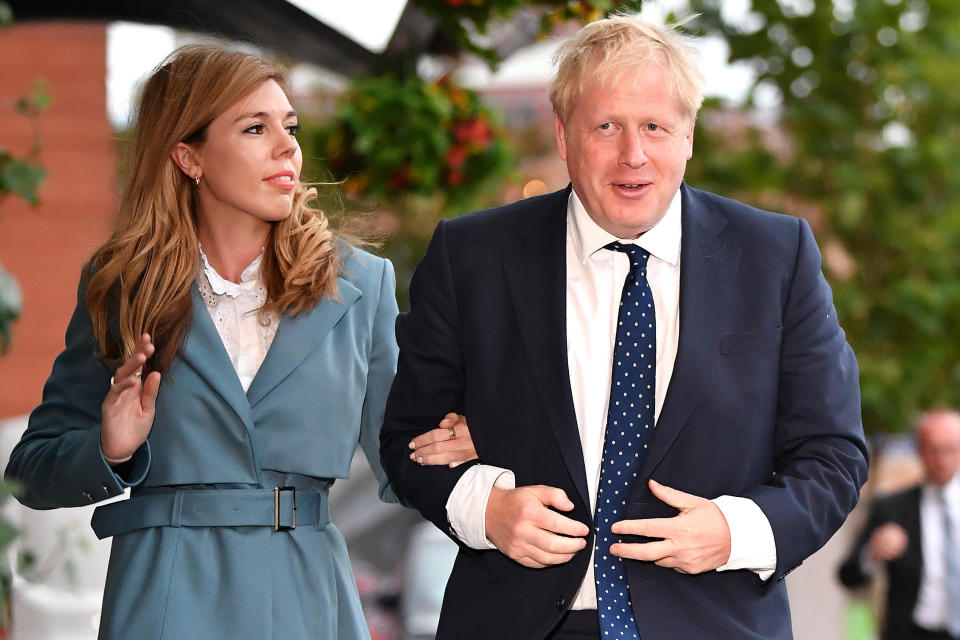 Johnson and Symonds, pictured here at the Conservative Party Conference in September 2019, announced their engagement and baby news simultaneously at the end of February 2020. (Getty Images)