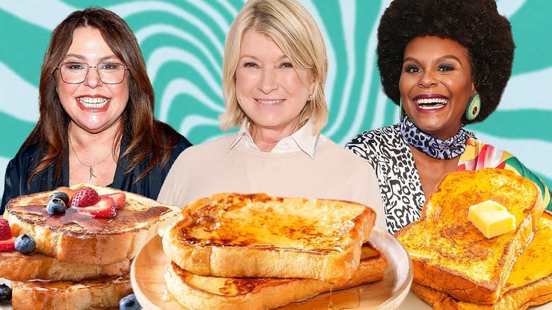 Rachael Ray, Martha Stewart, and Tabitha Brown with French toast