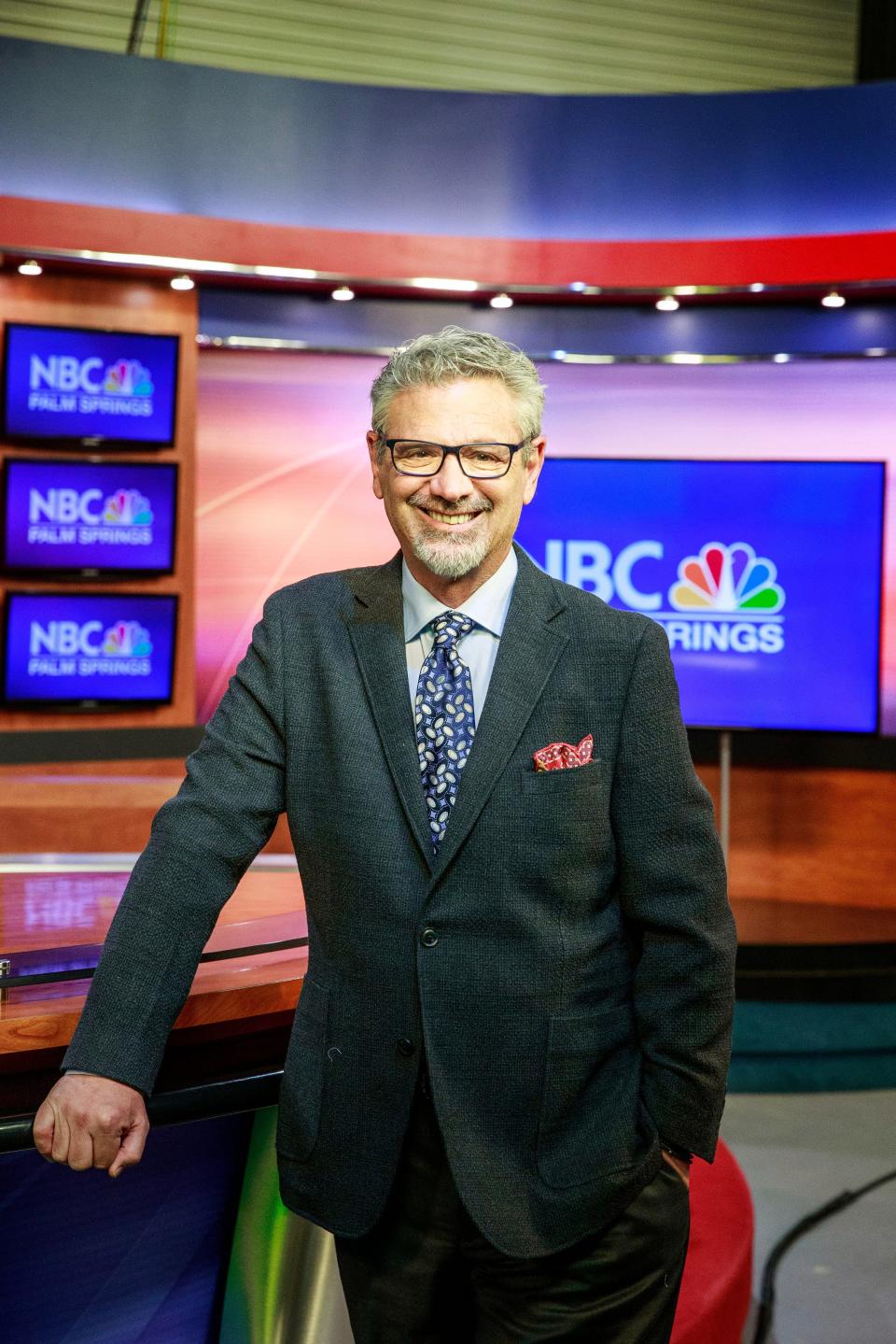 Longtime sports anchor in the Los Angeles television and radio market, Fred Roggin, is photographed inside the NBC Palm Springs studio in Palm Desert, Calif., on Nov. 27, 2023. Roggin will be doing a new show for NBC Palm Springs beginning in January.