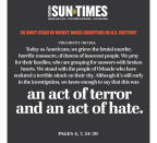 <p>Chicago Sun-Times<br> Published in Chicago, Ill. USA. (newseum.org) </p>